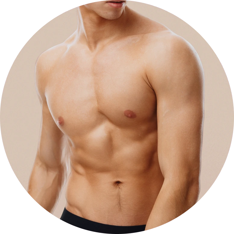 Male torso with defined abdominal musculature, representing laser liposuction results